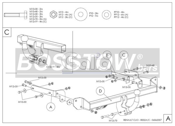 Anhängerkupplung für Renault Clio II Fließheck, nicht 16V 1,8 Rsi Baccara 1998-2001 Ausf.: abnehmbar