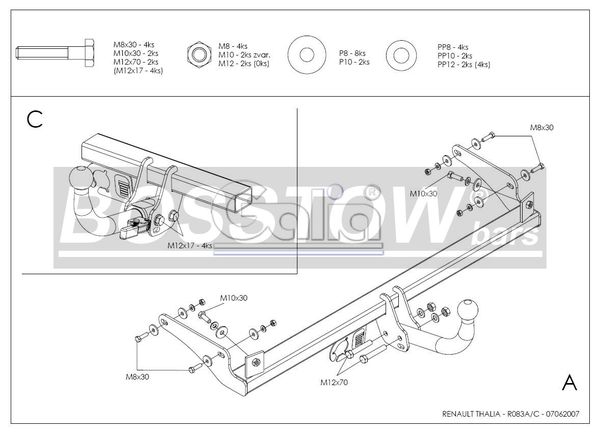 Anhängerkupplung für Renault Thalia Stufenheck 1999- Ausf.: abnehmbar