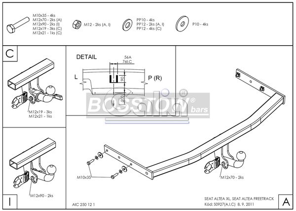 Anhängerkupplung für Seat Altea Freetrack, ohne Elektrosatzvorbereitung 2007-2015 Ausf.: abnehmbar