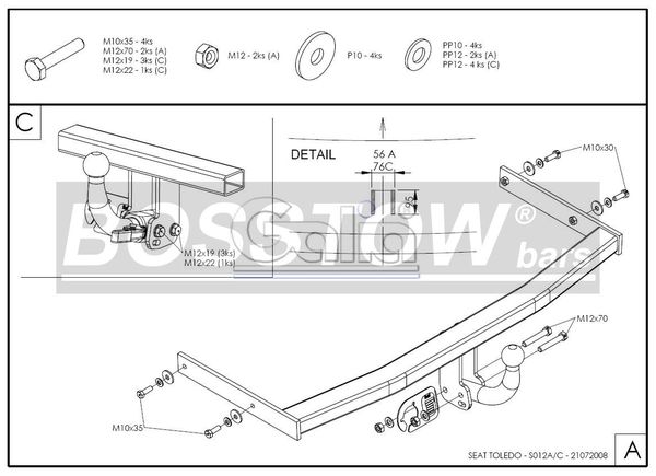 Anhängerkupplung für Seat Toledo 1999-2004 Ausf.: abnehmbar