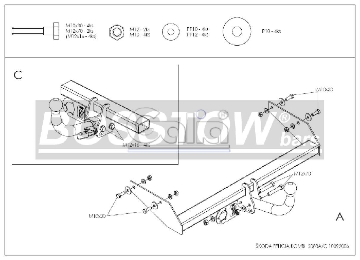 Anhängerkupplung für Skoda Felicia Kombi Vanplus 1995-2001 Ausf.: abnehmbar