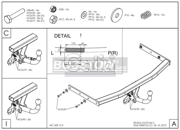 Anhängerkupplung für Skoda-Octavia 1Z Kombi, RS, Baureihe 2009-2013 abnehmbar