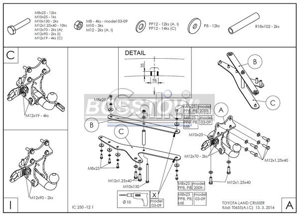 Anhängerkupplung für Toyota-Landcruiser 120 (J12), 5-türig, Reserverad Heckklappe, Baureihe 2003-2009 abnehmbar