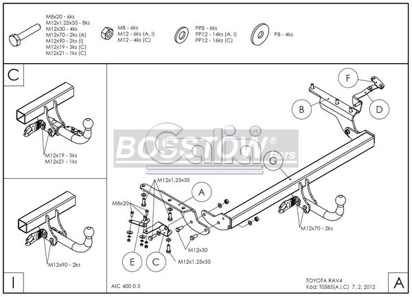 Anhängerkupplung für Toyota RAV 4 III (XA3) Fzg. m. Nummernschild im Stossfänger 2006-2008 Ausf.: abnehmbar