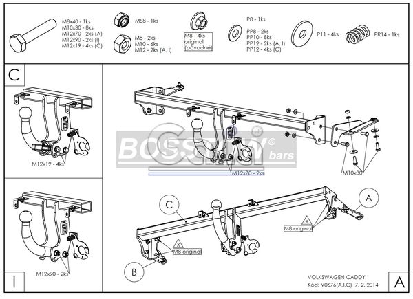 Anhängerkupplung für VW-Caddy Allrad, 4x4, Baureihe 2008-2015 abnehmbar