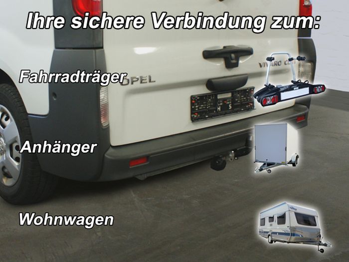 Anhängerkupplung für Opel-Vivaro Kasten/ Bus/ Kombi, Baureihe 2006-2008 starr