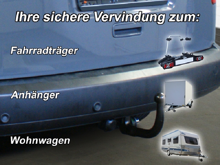 Anhängerkupplung für VW Caddy III, IV, Kasten/ Bus/ Kombi, incl. Life 2004-2015 Ausf.: V-abnehmbar