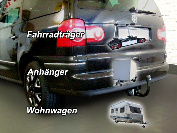 Anhängerkupplung für VW Sharan inkl. 4x4 2006-2010 Ausf.: V-abnehmbar